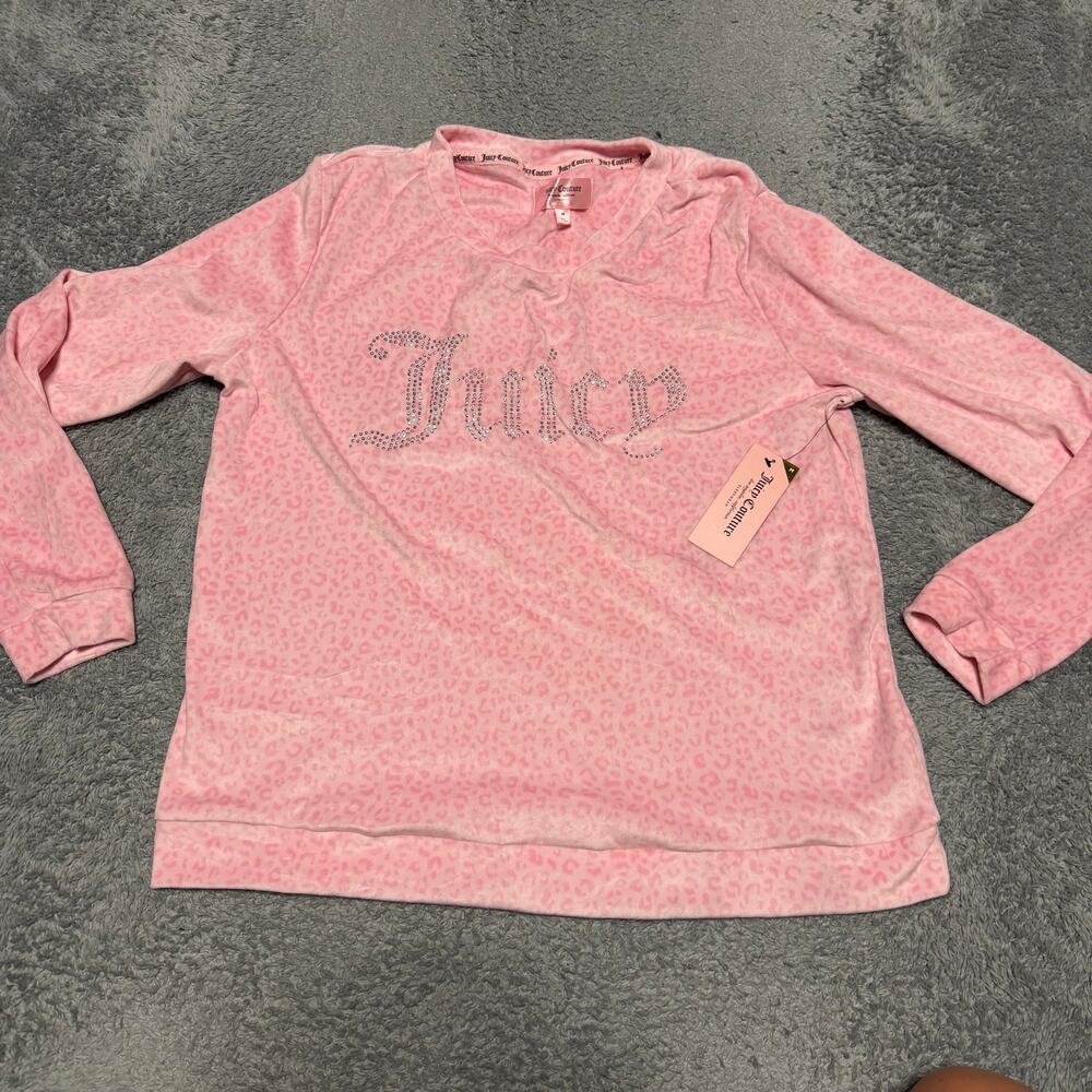 Juicy Couture Sleep Shirt Womens Medium Pink Long Sleeve Leopard